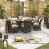 Nova Garden Furniture Olivia Brown Weave 6 Seat Oval Dining Set with Fire Pit