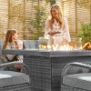 Nova Garden Furniture Olivia Grey Weave 6 Seat Rectangular Dining Set with Fire Pit