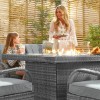 Nova Garden Furniture Olivia Grey Weave 6 Seat Rectangular Dining Set with Fire Pit