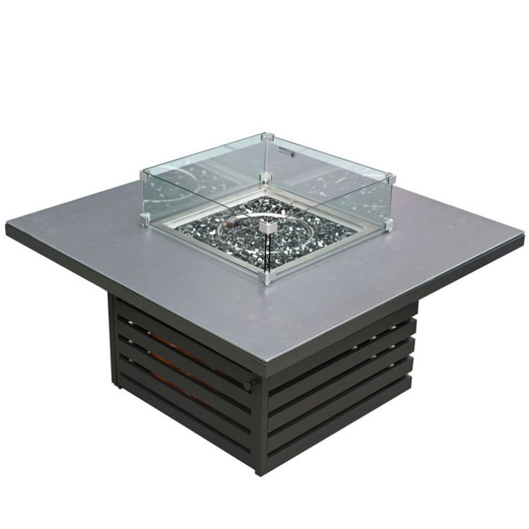 Nova Garden Furniture San Marino Grey Frame Square Firepit Table