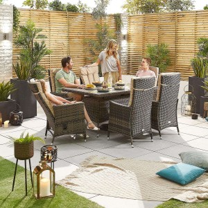 Nova Garden Furniture Ruxley Brown Rattan 6 Seat Rectangular Dining Set