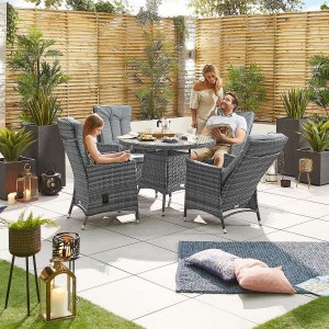 Nova Garden Furniture Ruxley Grey Rattan 4 Seat Round Dining Set