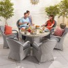 Nova Garden Furniture Leeanna White Wash Rattan 6 Seat Round Dining Set