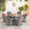 Nova Garden Furniture Leeanna White Wash Rattan 6 Seat Round Dining Set