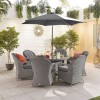 Nova Garden Furniture Leeanna White Wash Rattan 6 Seat Round Dining Set