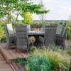 Nova Garden Furniture Ruxley Grey Weave 8 Seat Round Dining Set with Fire Pit