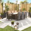 Nova Garden Furniture Ruxley Brown Weave 8 Seat Rectangular Dining Set with Fire Pit