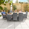 Nova Garden Furniture Ruxley Grey Weave 8 Seat Rectangular Dining Set with Fire Pit