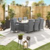 Nova Garden Furniture Ruxley Grey Weave 8 Seat Rectangular Dining Set with Fire Pit