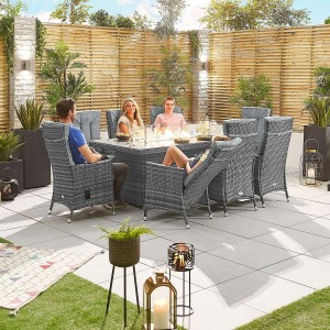 Nova Garden Furniture Ruxley Grey Weave 8 Seat Rectangular Dining Set with Fire Pit Nova Garden Furniture Ruxley Grey Weave 8 Seat Rectangular Dining Set with Fire Pit