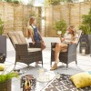 Nova Garden Furniture Ruxley Brown Weave 6 Seat Rectangular Dining Set with Fire Pit