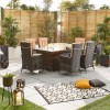 Nova Garden Furniture Ruxley Brown Weave 6 Seat Rectangular Dining Set with Fire Pit