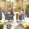 Nova Garden Furniture Ruxley Grey Weave 6 Seat Rectangular Fire Pit Dining Set