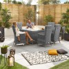 Nova Garden Furniture Ruxley Grey Weave 6 Seat Rectangular Fire Pit Dining Set