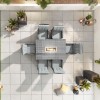 Nova Garden Furniture Ruxley Grey Weave 6 Seat Rectangular Fire Pit Dining Set