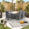 Nova Garden Furniture Ruxley Grey Weave 6 Seat Rectangular Fire Pit Dining Set