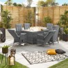 Nova Garden Furniture Ruxley Grey Weave 6 Seat Rectangular Fire Pit Dining Set