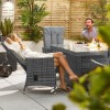 Nova Garden Furniture Ruxley Grey Weave 6 Seat Rectangular Fire Pit Dining Set