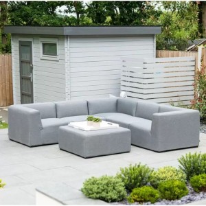 Nova Outdoor Fabric Light Grey Toft Corner Sofa Set with Footstool