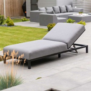 Nova Outdoor Fabric Light Grey Sunny Fabric Multi-Position Lounger Nova Outdoor Fabric Light Grey Sunny Fabric Multi-Position Lounger