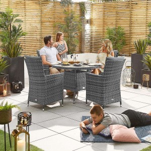 Nova Garden Furniture Sienna Grey Rattan 4 Seat Round Dining Set Nova Garden Furniture Sienna Grey Rattan 4 Seat Round Dining Set