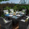 Nova Garden Furniture Sienna Grey Rattan 6 Seat Rectangular Dining Set