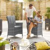 Nova Garden Furniture Sienna Grey Weave 6 Seat Rectangular Dining Set with Fire Pit