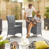 Nova Garden Furniture Sienna Grey Weave 6 Seat Rectangular Dining Set with Fire Pit