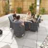 Nova Garden Furniture Sienna Grey Weave 6 Seat Rectangular Dining Set with Fire Pit