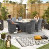 Nova Garden Furniture Sienna Grey Weave 6 Seat Rectangular Dining Set with Fire Pit