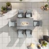 Nova Garden Furniture Sienna Grey Weave 6 Seat Rectangular Dining Set with Fire Pit