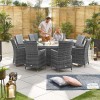 Nova Garden Furniture Sienna Grey Weave 8 Seat Round Dining Set with Fire Pit