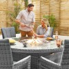 Nova Garden Furniture Sienna Grey Weave 8 Seat Round Dining Set with Fire Pit