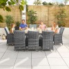Nova Garden Furniture Sienna Grey Weave 8 Seat Rectangular Dining Set with Fire Pit