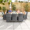 Nova Garden Furniture Sienna Grey Weave 8 Seat Rectangular Dining Set with Fire Pit