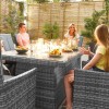 Nova Garden Furniture Sienna Grey Weave 8 Seat Rectangular Dining Set with Fire Pit