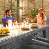 Nova Garden Furniture Sienna Grey Weave 8 Seat Rectangular Dining Set with Fire Pit