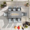Nova Garden Furniture Sienna Grey Weave 8 Seat Rectangular Dining Set with Fire Pit