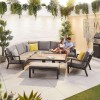 Nova Garden Furniture Vogue Grey Frame Corner Dining Set with Rising Table &amp; Armchair &amp; Bench