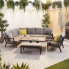 Nova Garden Furniture Vogue Grey Frame Corner Dining Set with Rising Table &amp; Armchair &amp; Bench