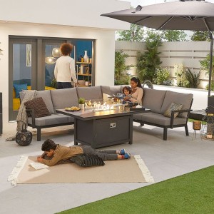 Nova Garden Furniture Vogue Grey Frame Corner Dining Set with Firepit Table Nova Garden Furniture Vogue Grey Frame Corner Dining Set with Firepit Table