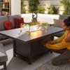 Nova Garden Furniture Vogue Grey Frame 3 Seat Sofa Dining Set with Firepit Table