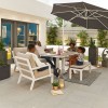 Nova Garden Furniture Vogue White Aluminium 3 Seat Sofa Dining Set with Rising Table & Bench