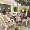 Nova Garden Furniture Vogue White Aluminium 3 Seat Sofa Dining Set with Rising Table & Bench