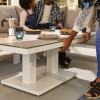 Nova Garden Furniture Vogue White Aluminium 3 Seat Sofa Dining Set with Rising Table & Bench