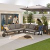 Nova Garden Furniture Vogue Grey Frame Corner Dining Set with Firepit Table