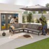 Nova Garden Furniture Vogue Grey Frame Corner Dining Set with Firepit Table