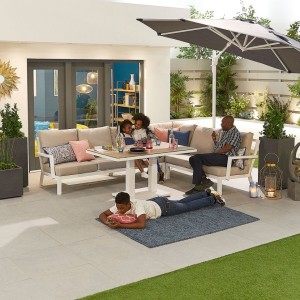Nova Garden Furniture Vogue White Frame Corner Dining Set with Rising Table Nova Garden Furniture Vogue White Frame Corner Dining Set with Rising Table