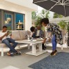 Nova Garden Furniture Vogue White Frame Corner Dining Set with Rising Table & Lounge Chair