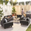 Nova Garden Furniture Tranquility Dark Grey Fabric Corner Sofa Set with 2 Lounge Chairs